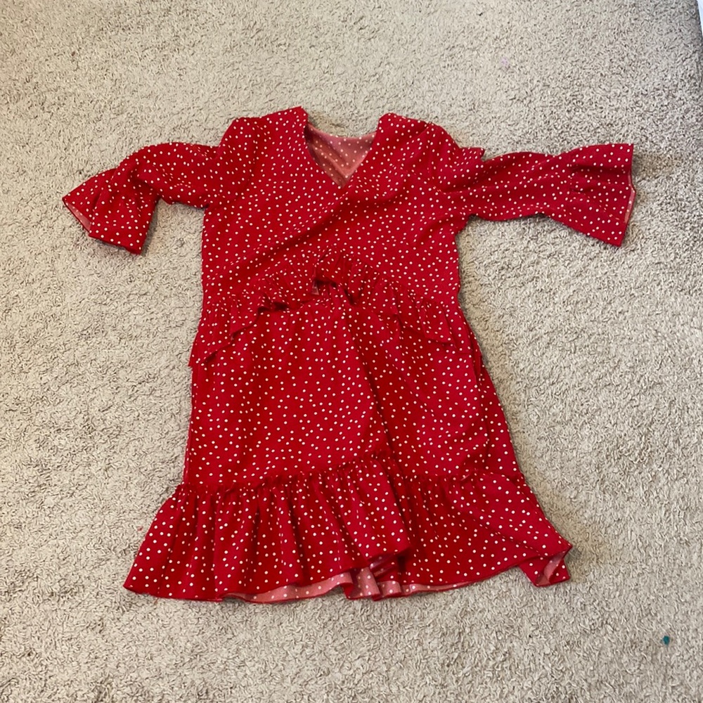 Red polka dot dress